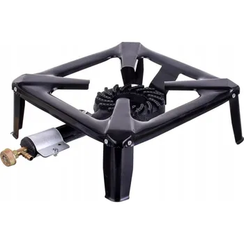 Turistický vařič Plynový taburet / Vařič 30x30cm, Litinový hořák 7 kW, Hadice, Reduktor pro 11kg láhev