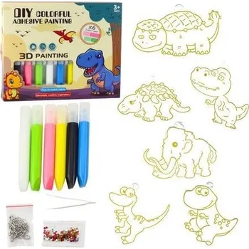 kreativní sada Kreativní sada DIY Vitráže Klíčenky Dinosauři Fixy 6 ks