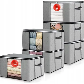 Úložný box X6 ÚLOŽNÝ BOX ORGANIZÉR DO SKŘÍNĚ NA OBLEČENÍ TAŠKA ŠEDÁ 60L