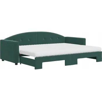 Pohovka Rozkládací pohovka s pěnovou matrací 2 v 1, tmavě zelená, 222x90x75 cm