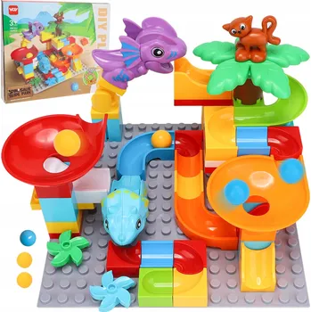 ostatní stavebnice Stavebnice Kuličková dráha s dinosaury 55 dílů Dinosauři, koťata