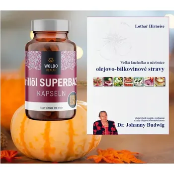 Fitness strava Sada: Kniha Budwig – olejovo-bílkovinová strava + Krill Oil Superba