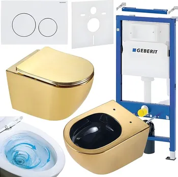 Klozet BPS-koupelny Podomítkový modul Geberit DuoFix s WC mísou MU-GL-BL-TR-03 + ovládací tlačítko Delta 20 bílá