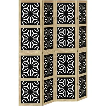 Paraván Paraván skládací z masivního dřeva paulovnie, hnědo-černý, 140-145x180 cm