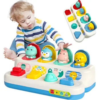 VYSKAKUJÍCÍ BAREVNÉ ZVÍŘE HUDBA HRAČKA INTERAKTIVNÍ pop up