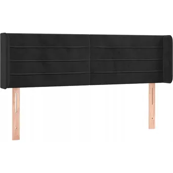 Černé čelo postele ušák sametové 147 x 16 x 78/88 cm