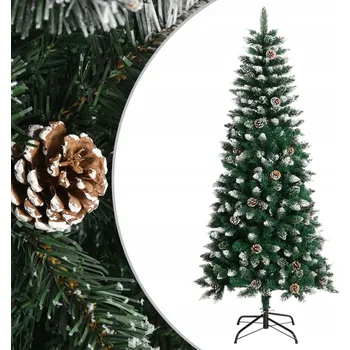 Vánoční stromek Zelený vánoční stromek 150 cm s bílým sněhem a třpytkami, na pantech