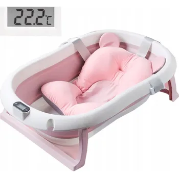 Lehátko do vany Dětská vanička PREMIUM, skládací, teploměr, lehátko, růžová