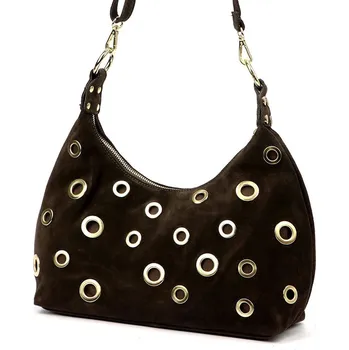 Kabelka Stylová hnědá kabelka z broušené kůže