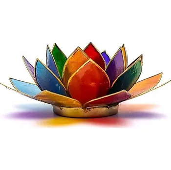 Svícen Svícen Lotus (Lotos) 7 Čaker - Zlatý - Duchovní Harmonie 13,5 x 5,5 cm