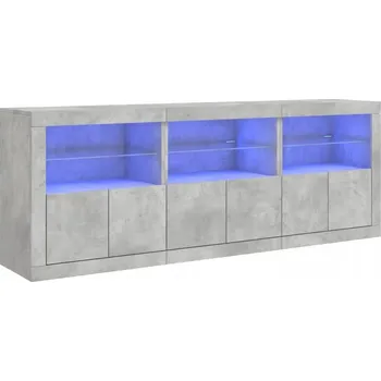 Komoda Moderní komoda s RGB LED osvětlením, šedá betonu, 181,5 x 37 x 6