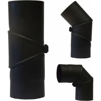 Kouřovod Koleno 90°, 180mm, 1,5mm, otočné, 3segmentové, ocel, černá