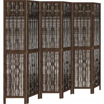 Paraván Paraván skládací, 6dílný, tmavě hnědý, 210-215 x 180 cm