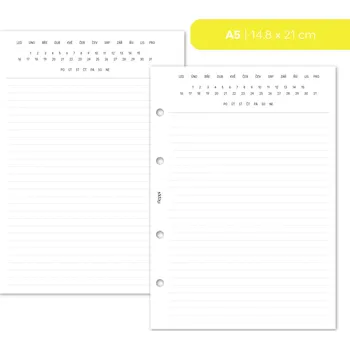 Diář Fleppi Náplň do diáře - Poznámkové listy Journal - linkované Vyberte velikost náplně: A5 - 4 dírky