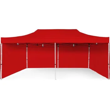 Zahradní stan Nůžkový Párty stan 4x6m Ocelový Premium - 4ks plné bočnice barva Červená