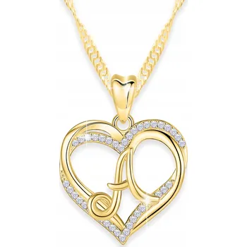 Náhrdelník Náhrdelník Larezo Stříbro Pozlacený 925 Zirkon Písmeno A Zlaté 45 cm