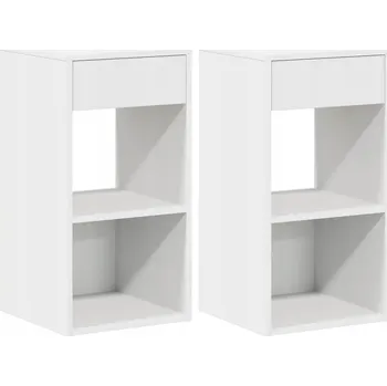 Noční stolek Bílá noční stolek s 1 zásuvkou, 35 x 34 x 66,5 cm