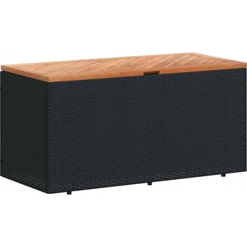 Zahradní lavice Zahradní lavice s úložným prostorem, imitace ratanu PE, 110 x 50 x 45 cm, černo-hnědá