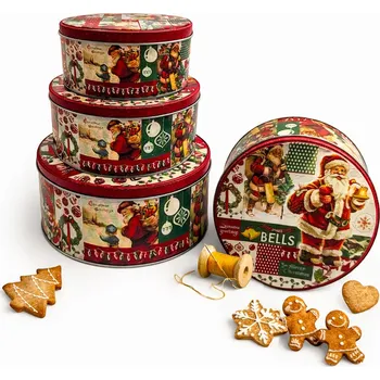 Obraz Kovová plechovka na dorty,perníky,cuksy,vánoční,3ks, Merry Antik