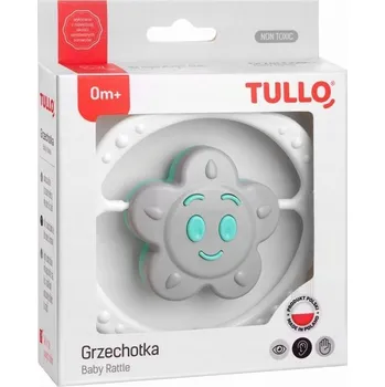 Hračka pro kojence Chrastítko kytička mátově šedá, tullo