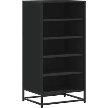 Botník Černá botník 48 x 38 x 97,5 cm s policemi a kovovým rámem