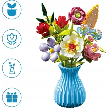 ostatní stavebnice STAVEBNICE KVĚTINY RŮŽE KYTICE ROSTLINA OZDOBNÉ VĚČNÉ JAKO DÁREK 730ks SADA