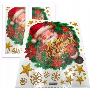 Vánoční dekorace Vánoční samolepka na okno/dveře – dekorace na okno Mikuláš, hvězdičky, 50 cm