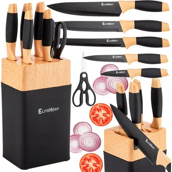 Sada nožů v bloku Elitehoff SADA NOŽŮ 5 ks