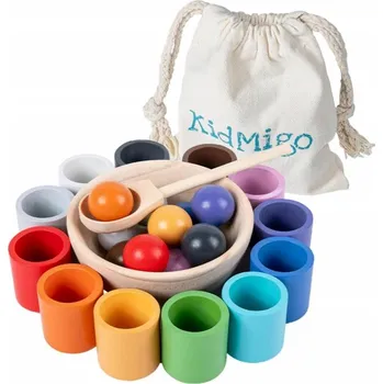 Dřevěná hračka KIDMIGO Montessori Dřevěná Hračka Třídič a Skládačka pro Děti 2-4 Let