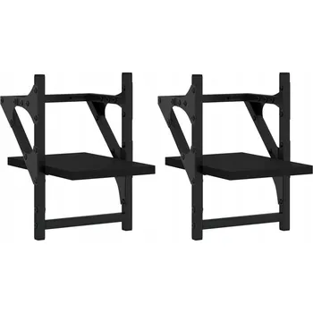 police Černé nástěnné police 20 x 25 x 30 cm, dřevotříska a kov