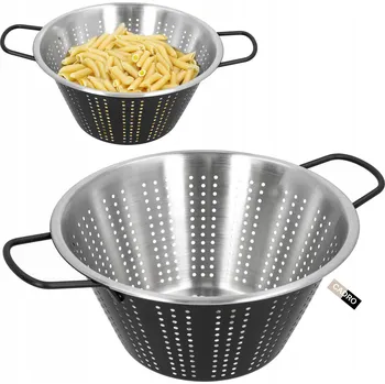 Cedník a síto Kovový cedník černý z nerezové oceli 22 x 10 cm