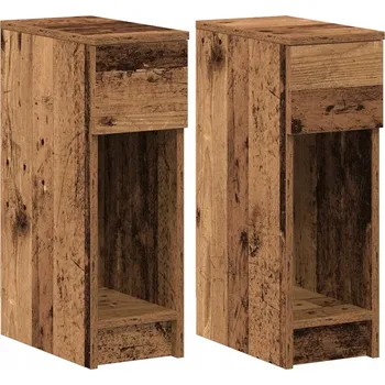 Noční stolek Noční stolky se zásuvkou, 2 ks, staré dřevo, 20x36x60 cm