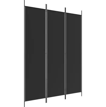 Paraván 3dílná skládací Paraván , textil a žehlička, 150x200 cm, černá