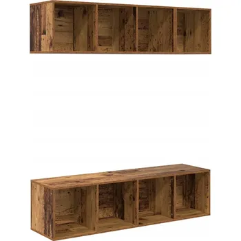 Televizní stolek Sada TV skříněk 3 ks Staré dřevo Materiál: dřevotříska