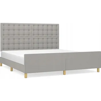 Postel Rám postele s čelem světle šedá 203 x 186 x 118/128 cm