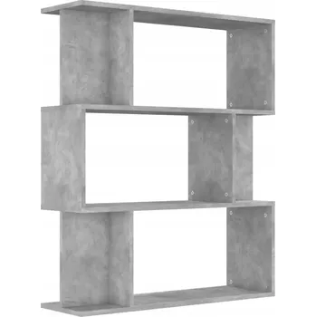 Knihovna Regál na knihy šedý beton 80 x 24 x 96 cm se 3 velkými a 6 malými přihrádkami