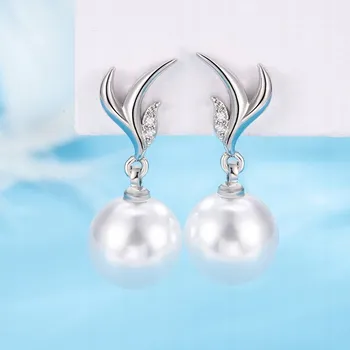 Náušnice Módní design perlových náušnic, stříbro S925, bílé zlato
