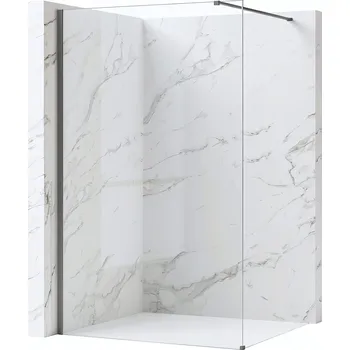 Bezrámová sprchová zástěna REA FLEXI TITAN 90 cm, titan kartáčovaný/transparent - bez vaničky