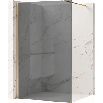 Bezrámová sprchová zástěna REA FLEXI GOLD BRUSH 90 cm, zlatá kartáčovaná/šedá kouřová - bez vaničky