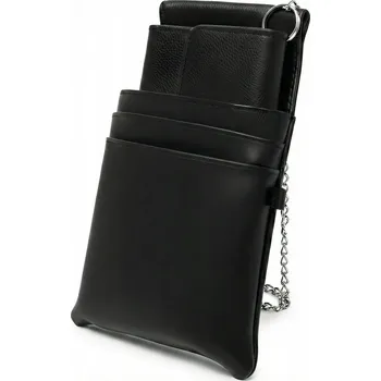 Peněženka Campalo, černá kožená peněženka pro číšníky – pásek, řetízek, pouzdro