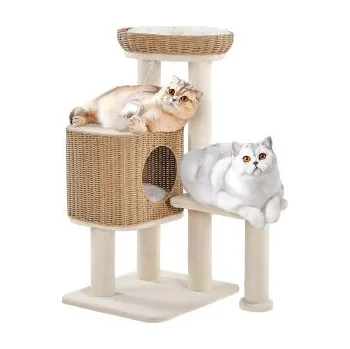 Odpočívadlo pro kočky 592814 beige, z ratanu, 91cm - B YAHEETECH