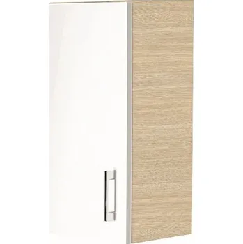 Koupelnový nábytek CONCEPT 50 nízká skříňka 35x22,9x61,5 cm, 1 dvířka, panty vlevo, bělený dub/lesklá bílá