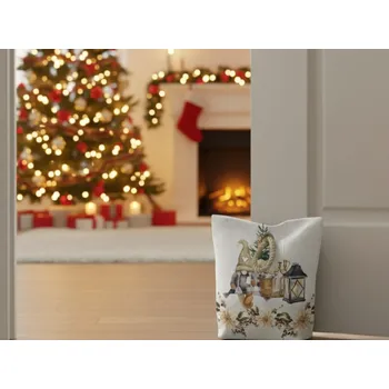 Vánoční dveřní zarážka Skřítek s lucernou CYH6060C 22x23 cm