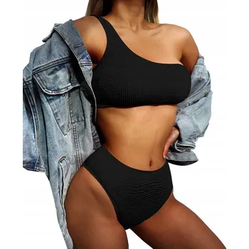 Dámské plavky DVOUDÍLNÉ PLAVKY BIKINI NA JEDNO RAMENO ŘASENÉ SEXY M