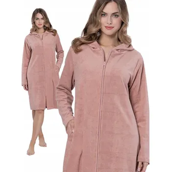 Dámský župan Leveza ELENI - teplý, stylový bavlněný župan froté s kapucí XL