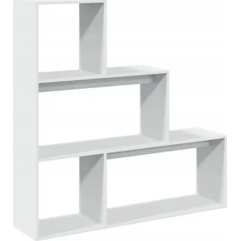 Knihovna Třípatrový regál / police, bílý, 123 x 29 x 123 cm