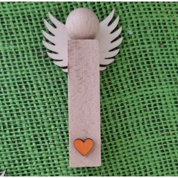 Andílek dřevěný se srdíčkem 9 cm Barva: Oranžové