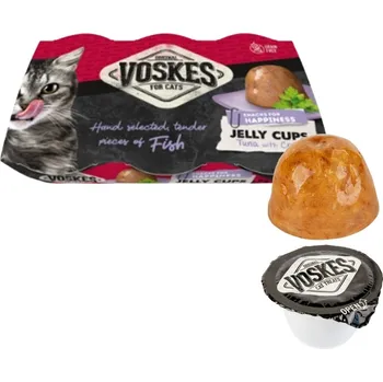 Krmivo pro kočku Voskes Cat jelly cups želatinové košíčky s tuňákem a krabem 6 x 25 g