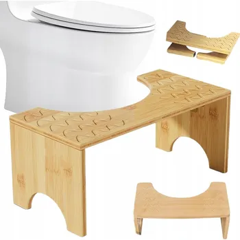 Stolička TOALETNÍ PODNOŽKA PLOŠINA DO KOUPELNY STOLIČKA SCHŮDEK K WC BAMBUS