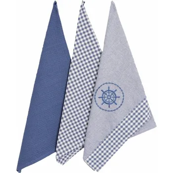 Utěrky Káro a kruh modrá 45x70 cm 3 ks